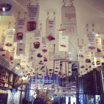 L'Avant Comptoir - menus on the ceiling.... - Tapas Bars Near Me - Paris, 75