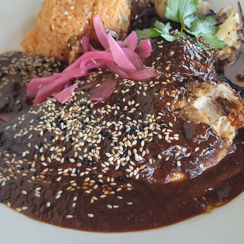 Chicken mole dish Chicken mole dish