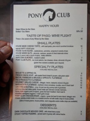 Menu photo 6 Pony Club Bar Paso Robles, CA Menu photo 6 Pony Club Bar Paso Robles, CA