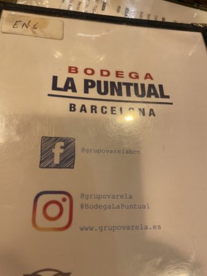Menu photo 3 Bodega La Puntual Barcelona, B