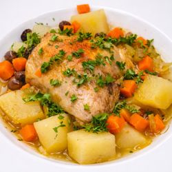 Wildomar Senior Assisted Living - Tender roasted chicken with potatoes, carrots, and herbs in savory broth, prepared by our award-winning chef at Wildomar Senior Assisted Liv