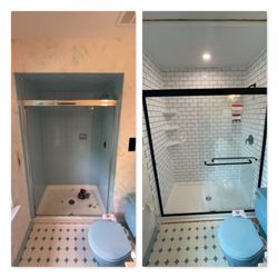 ABC Contracting and Remodeling - Shower remodel before and after