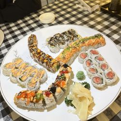 ICCA Sushi - Meat lover Triple crown  Kim's special  Eel avocado  Spicy yellowtail Dynamite