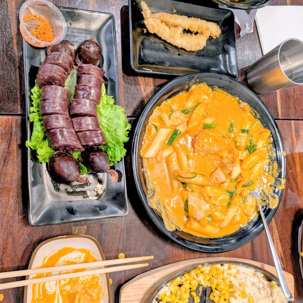 The Old School - Corn Cheese, Rose Tteokbokki, Tempura Udon, Soondae (blood sausage) - Korean Near Me - Tustin, California The Old School - Corn Cheese, Rose Tteokbokki, Tempura Udon, Soondae (blood sausage) - Korean Near Me - Tustin, California