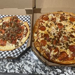 Mazzios - Cauliflower crust meat lovers vs large pepperoni sausage