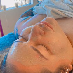 Facial in Progress! Here we are working on evening out texture and rehydrating the skin