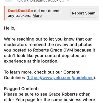 Grace Roberts, DVM - My content was flagged and mistakenly removed. There is only one location. The second location is fabricated & duplicitous. - Veterinarians Near Me - Weed, California Grace Roberts, DVM - My content was flagged and mistakenly removed. There is only one location. The second location is fabricated & duplicitous. - Veterinarians Near Me - Weed, California