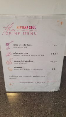 Menu photo 1 Nirvana Soul Coffee Express San Jose, CA Menu photo 1 Nirvana Soul Coffee Express San Jose, CA