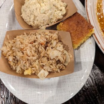 Dinosaur Bar-B-Que - Potato Salad, BBQ Fried Rice with BBQ Meats and cornbread - Barbeque Near Me - Brooklyn, New York Dinosaur Bar-B-Que - Potato Salad, BBQ Fried Rice with BBQ Meats and cornbread - Barbeque Near Me - Brooklyn, New York
