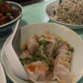 Cafe China - Pork Dumplings in Chili Oil 红油水饺 (8) - Szechuan Near Me - New York, New York Cafe China - Pork Dumplings in Chili Oil 红油水饺 (8) - Szechuan Near Me - New York, New York