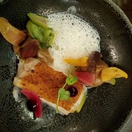 Cod with vegetables and citrus foam. Amazing. Cod with vegetables and citrus foam. Amazing.