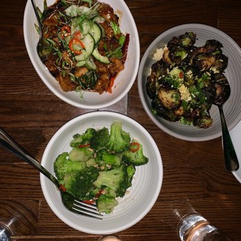 Sampan - Szechuan chicken stir fry  Brussel sprouts  Roasted Broccoli - Asian Fusion Near Me - Philadelphia, Pennsylvania