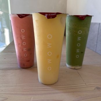 OMOMO Tea Shoppe - Strawberry Tornado, Mango tornado and green matcha, i'm pretty sure! - Bubble Tea Near Me - Aliso Viejo, California OMOMO Tea Shoppe - Strawberry Tornado, Mango tornado and green matcha, i'm pretty sure! - Bubble Tea Near Me - Aliso Viejo, California
