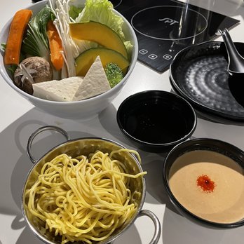 Nabemono Shabu Shabu - Their veggies, ramen and sauces (ponzu + sesame - with one hot drop) - Japanese Near Me - Alhambra, California