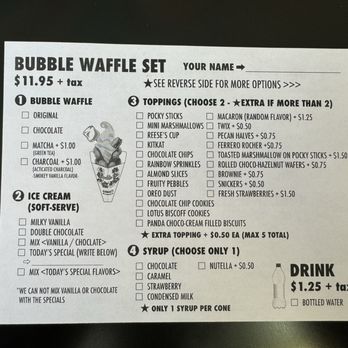 Double Three - Order form (front) - Ice Cream & Frozen Yogurt Near Me - Honolulu, Hawaii