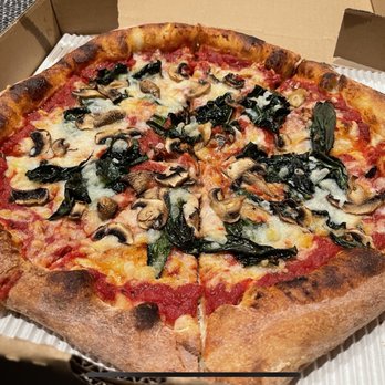 Thunderbolt Pizza - Kale, mushrooms, and vegan cheese - Pizza Near Me - Long Beach, California Thunderbolt Pizza - Kale, mushrooms, and vegan cheese - Pizza Near Me - Long Beach, California