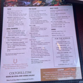 Colt Grill - menu 10/2023 - Barbeque Near Me - Sedona, Arizona Colt Grill - menu 10/2023 - Barbeque Near Me - Sedona, Arizona