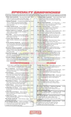 Menu photo 4 Abele's Family Restaurant Morganton, NC