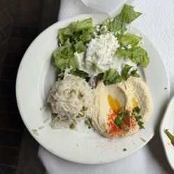 Albasha Greek & Lebanese Restaurant - Rice Pilaf Hummos Feta Cheese Salad
