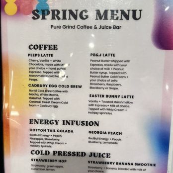 Pure Grind Coffee & Juice Bar - Easter bunny latte is perfectly delicious and not overly sweet! - Coffee & Tea Near Me - Modesto, California Pure Grind Coffee & Juice Bar - Easter bunny latte is perfectly delicious and not overly sweet! - Coffee & Tea Near Me - Modesto, California