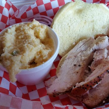 Webb's BBQ - Smoked Turkey sandwich with jalapeno cheddar grits - Barbeque Near Me - Newport, Kentucky