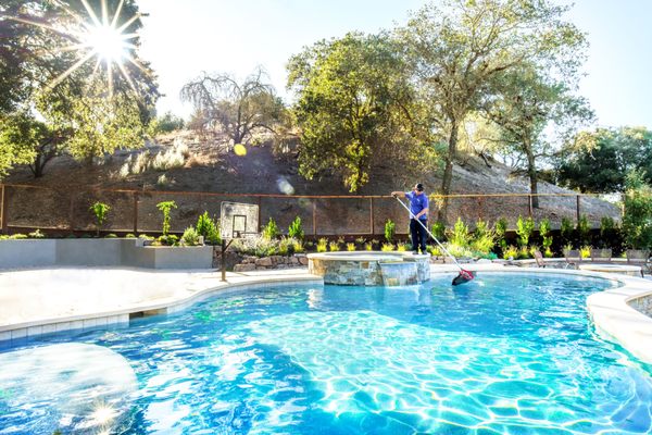 Residential Pool Cleaning - This is an example of our Full Service cleaning which includes removing leaves and debris from your pool on a weekly basis. Residential Pool Cleaning - This is an example of our Full Service cleaning which includes removing leaves and debris from your pool on a weekly basis.