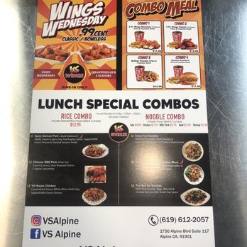 VS Wings & VS Noodles - Menu - Noodles Near Me - Alpine, California VS Wings & VS Noodles - Menu - Noodles Near Me - Alpine, California