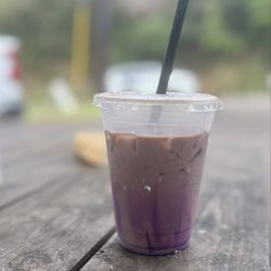 Sunrise Coffee - Iced ube cookie latte