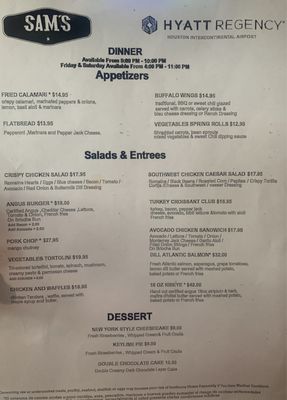 Menu photo 1 Sam's Restaurant and Bar Houston, TX Menu photo 1 Sam's Restaurant and Bar Houston, TX