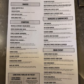 1909 - Menu - Bars Near Me - Temecula, California