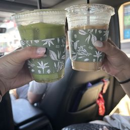 sweet strawberry matcha with oatmilk & spanish latte