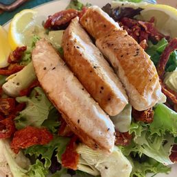 Summer salad with added grilled salmon Summer salad with added grilled salmon