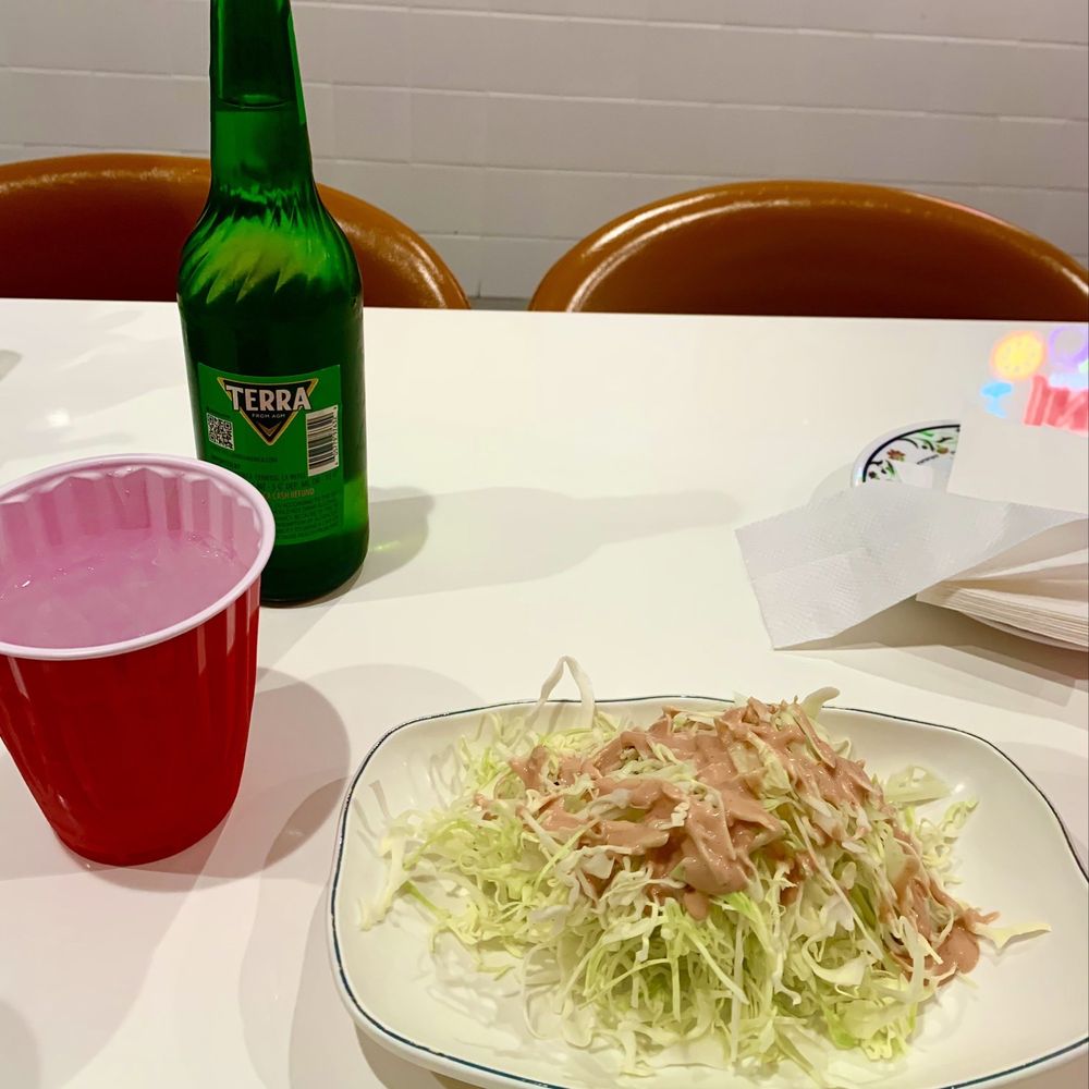 92 Chicken - Cabbage salad appetizer and Terra Beer - Korean Near Me - Garden Grove, California 92 Chicken - Cabbage salad appetizer and Terra Beer - Korean Near Me - Garden Grove, California