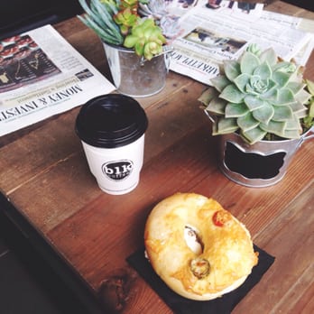 Blk Dot Coffee - VTM coffee and jalapeño cheese bagel - Coffee & Tea Near Me - Irvine, California
