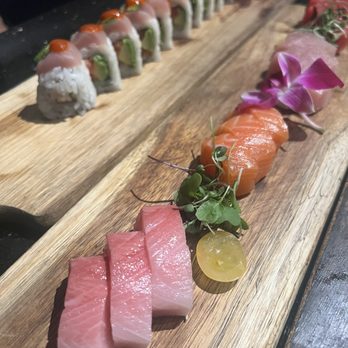 Tang's Sushi - Sashimi combo and Volcano roll - Sushi Bars Near Me - Roseville, California