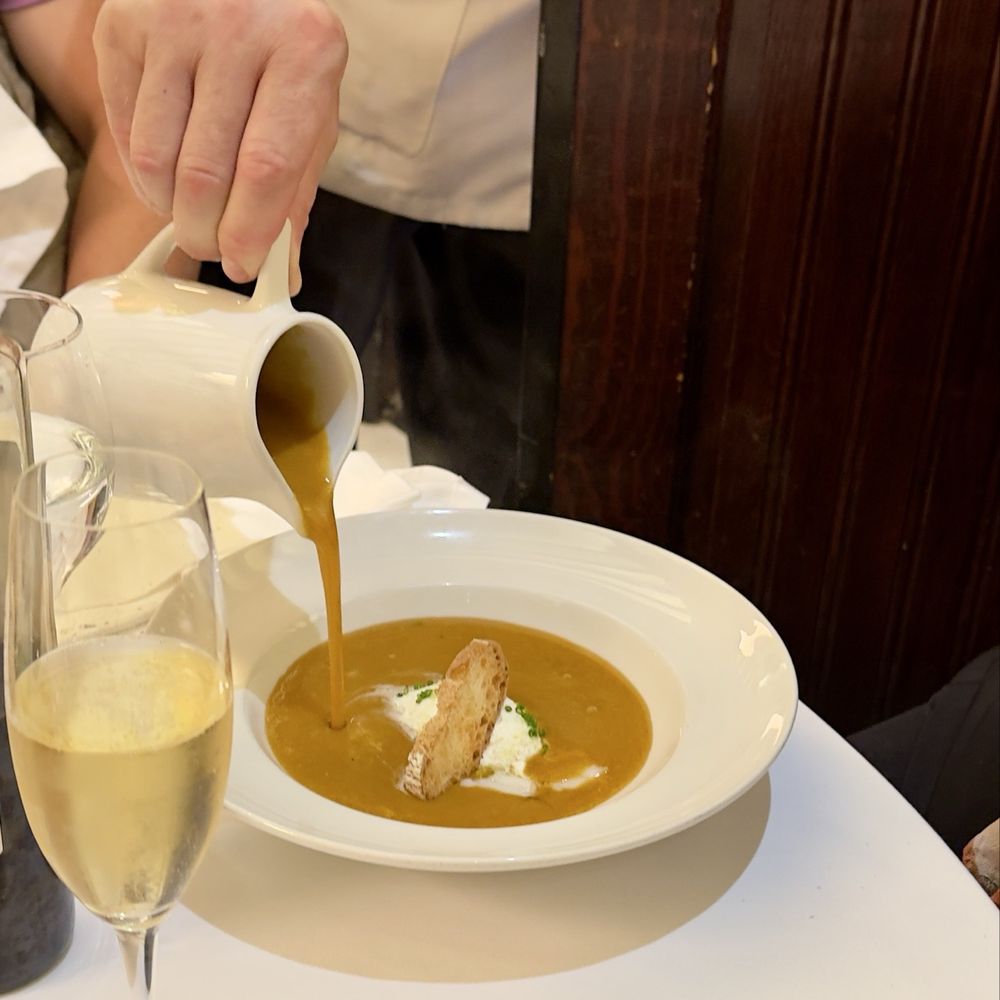 Langoustine bisque with monkfish