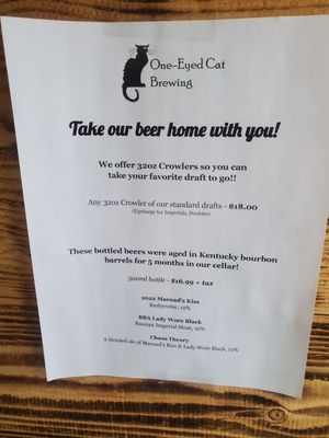 Menu photo 8 One-Eyed Cat Brewing Williamsville, NY Menu photo 8 One-Eyed Cat Brewing Williamsville, NY