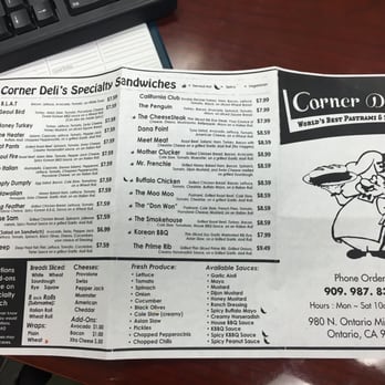 Corner Deli - Menu - Delis Near Me - Ontario, California