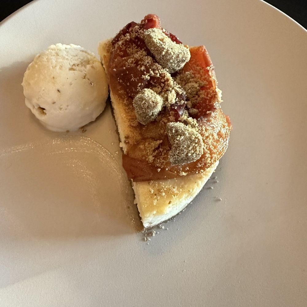 The Lodge - Peach Cobbler Cheesecake with Peach Ice Cream. - Seafood Near Me - Windsor, Colorado The Lodge - Peach Cobbler Cheesecake with Peach Ice Cream. - Seafood Near Me - Windsor, Colorado