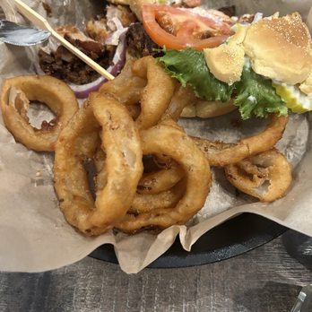 Rafters Food & Spirits - Breaded tenderloin sandwichwith all the trimmings and the best onions rings I've had in a long while. Highly recommend this meal - Bars Near Me - Nashville, Indiana Rafters Food & Spirits - Breaded tenderloin sandwichwith all the trimmings and the best onions rings I've had in a long while. Highly recommend this meal - Bars Near Me - Nashville, Indiana