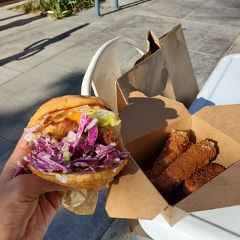 Higher Taste, Plant-Based - Aloha Beyond Burger/Coleslaw & Mozzarella Sticks - Vegan Near Me - Long Beach, California