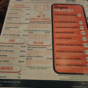 Bullfrog Creek Brewing - Menu - Breweries Near Me - Valrico, Florida