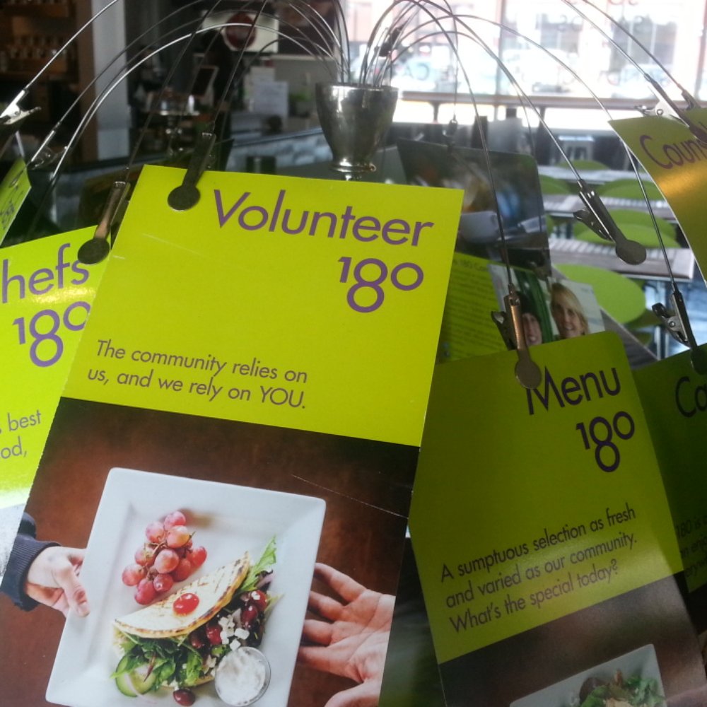 Cafe 180 - Their mission - in hard to read from a photo placards.  I heard they were the training grounds for CU's catering program? - Sandwiches Near Me - Englewood, Colorado