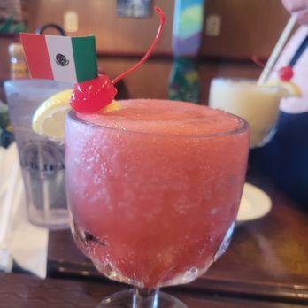 La Tolteca - Raspberry margarita, with festive flag!! - Mexican Near Me - Bel Air, Maryland
