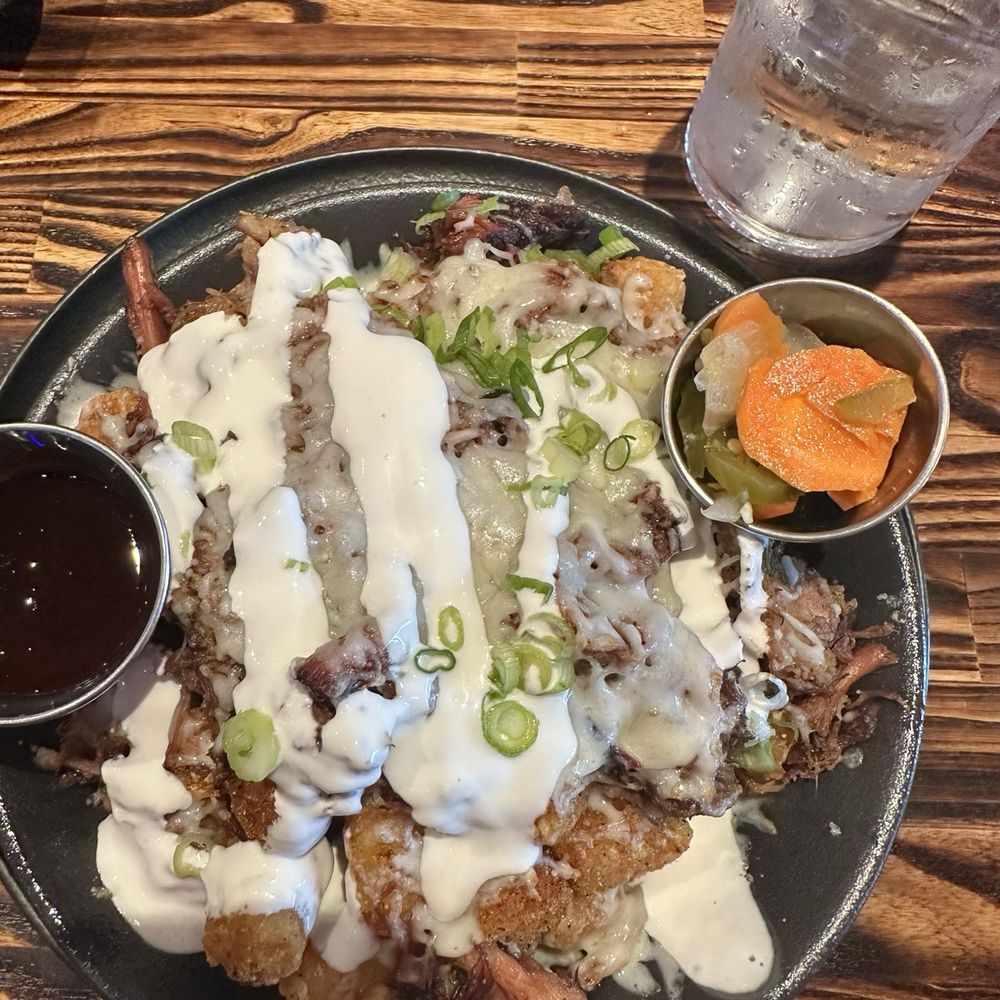 Drift Distillery - Pulled pork Loaded Tater Tots - Distilleries Near Me - San Clemente, California Drift Distillery - Pulled pork Loaded Tater Tots - Distilleries Near Me - San Clemente, California