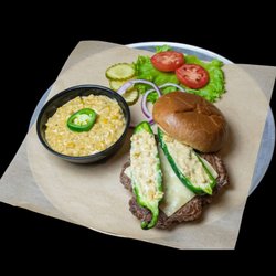Triple B - Popper Burger
6 oz beef patty topped with pepper jack cheese and our jalapeno poppers served on a toasted bun