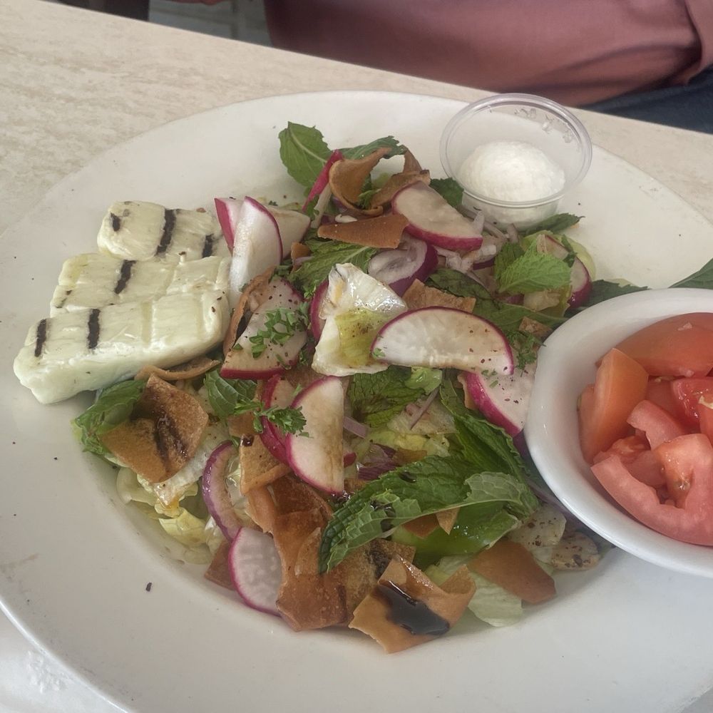 Taboon Mediterranean - Fattouch salad (tomatoes on the side) - Mediterranean Near Me - Long Beach, California Taboon Mediterranean - Fattouch salad (tomatoes on the side) - Mediterranean Near Me - Long Beach, California