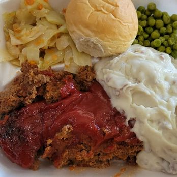 Telford Diner - This is my Tuesday lunch Meatloaf, which I took 'to go'. Peas, cabbage, and homemade mashed potatoes were all so delicious! - Diners Near Me - Telford, Tennessee Telford Diner - This is my Tuesday lunch Meatloaf, which I took 'to go'. Peas, cabbage, and homemade mashed potatoes were all so delicious! - Diners Near Me - Telford, Tennessee