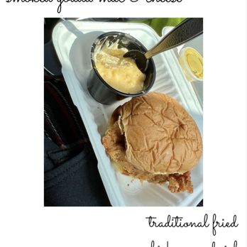 HenDough - in this photo is a side of smoked gouda mac & cheese and a traditional fried chicken sandwich. so good! - Donuts Near Me - Hendersonville, North Carolina HenDough - in this photo is a side of smoked gouda mac & cheese and a traditional fried chicken sandwich. so good! - Donuts Near Me - Hendersonville, North Carolina