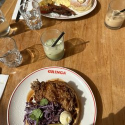 Gringa - Chicken and waffles and breakfast plate